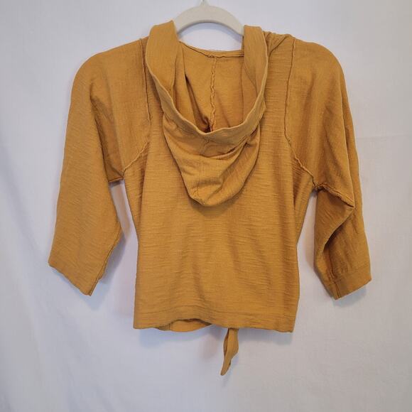 Mudd Marigold Hooded Tie‑Front Top XL ¾‑Sleeve lightweight Juniors Boho Fall - Picture 2 of 6